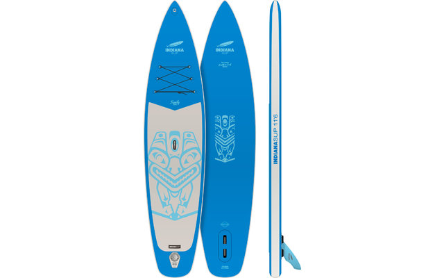 Indiana 11'6 Family Pack Stand Up Paddling-Board inkl. Paddel und Luftpumpe Blau