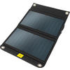Zusammengeklappte, schwarze Solartasche mit zwei blauen Solarzellen