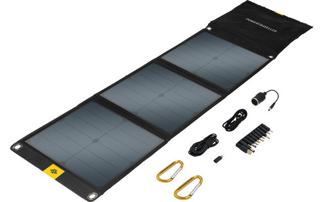 Cargador solar Power Traveller Falcon 40 20 V / 40 W con 2 salidas USB y 1 DC