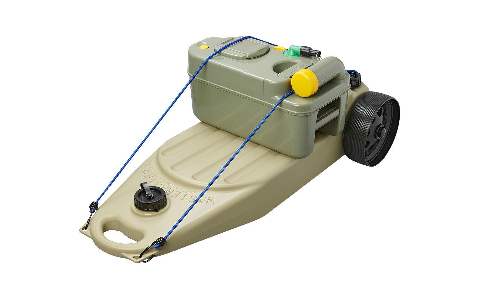 Grün-graue mobile Wasserkanne mit Rädern und Tragegriff