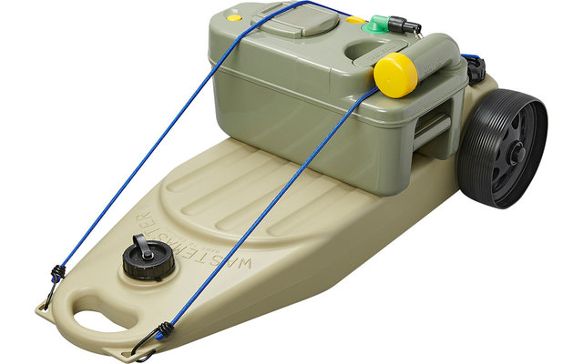 Grün-graue mobile Wasserkanne mit Rädern und Tragegriff