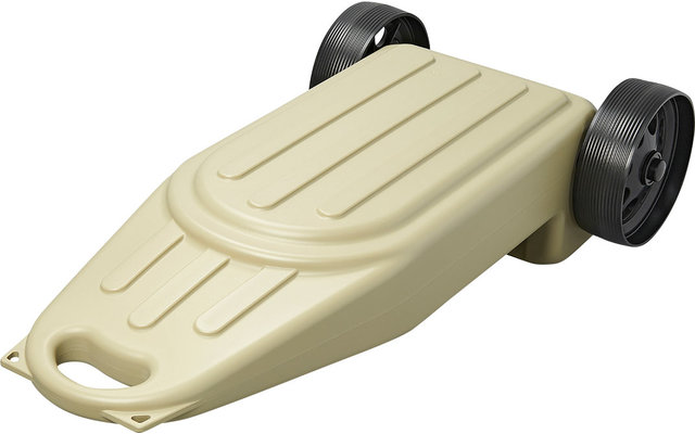 Beiges Skateboard mit zwei schwarzen Rädern