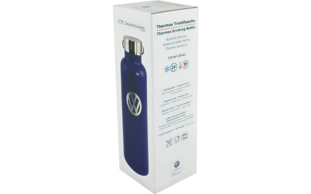 VW collectie roestvrij staal thermo drinkfles 375 ml blauw