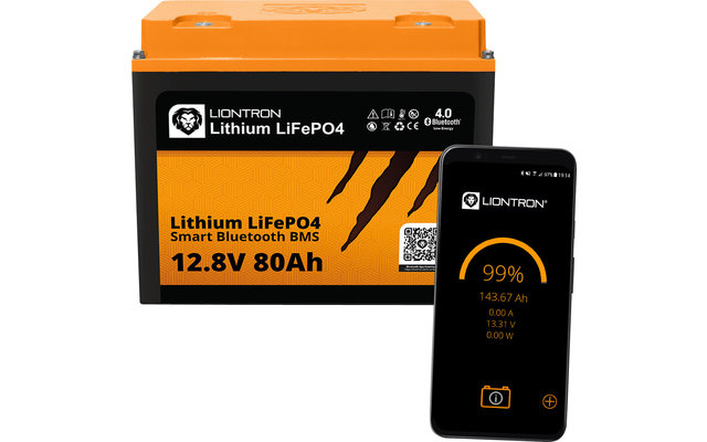 Batería de litio Liontron LiFePO4 Smart Bluetooth BMS 12,8 V / 80 Ah