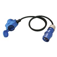 Adaptador de clavija CEE y acoplamiento acodado con enchufe Schuko 1,5 m Weingärtner Kabel