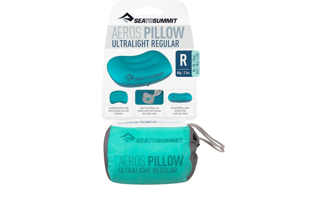 Almohada de viaje Sea to Summit Aeros Ultralight Pillow Regular, turquesa 36x26x12cm