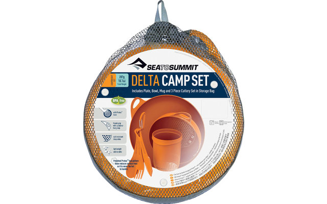 Juego de campamento Delta de Sea to Summit (cuenco, plato, taza, cubiertos 3 uds.)