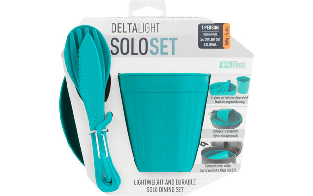 Set de vaisselle Sea to Summit Delta Light Solo Set 6 pièces turquoise