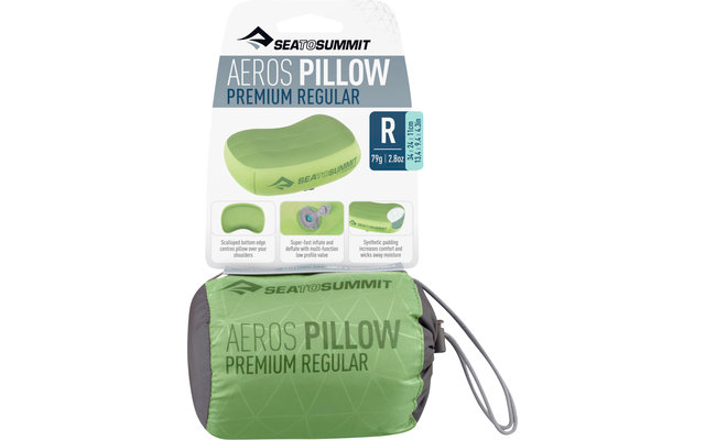 Almohada de viaje Sea to Summit Aeros Premium Pillow Regular, verde 34x24x11cm