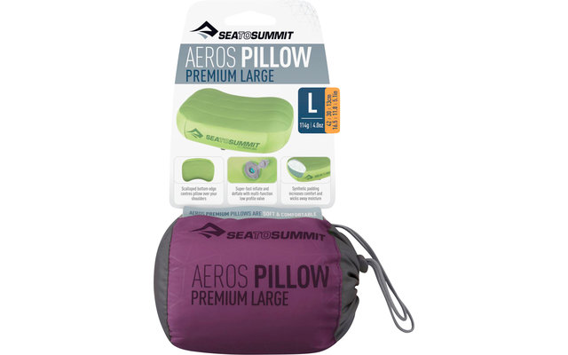 Sea to Summit Aeros Premium Pillow Oreiller de voyage large, magenta 42x30x13cm