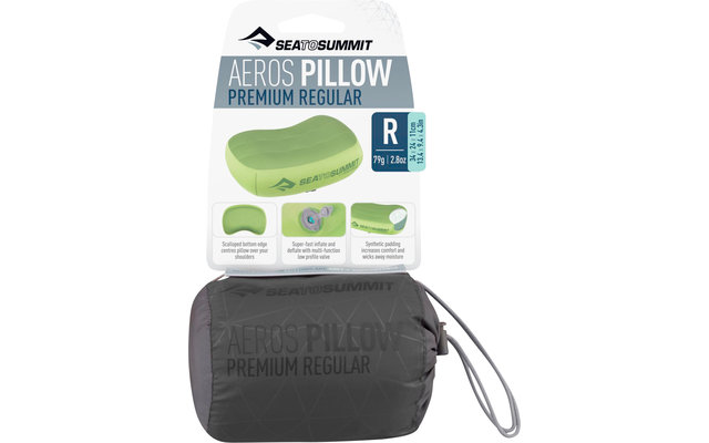 Almohada de viaje Sea to Summit Aeros Premium Pillow Regular, gris 34x24x11cm