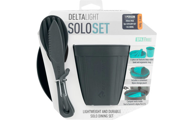 Sea to Summit Delta Light Solo Set Geschirr-Set 6-teilig Grau