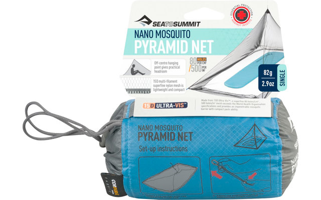 Sea to Summit Nano Mosquito Pyramid Net Single Mosquito Net 120x220x100cm