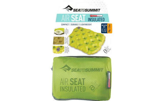 Almohadilla de asiento aislante Sea to Summit Air Seat, verde claro 28x38cm