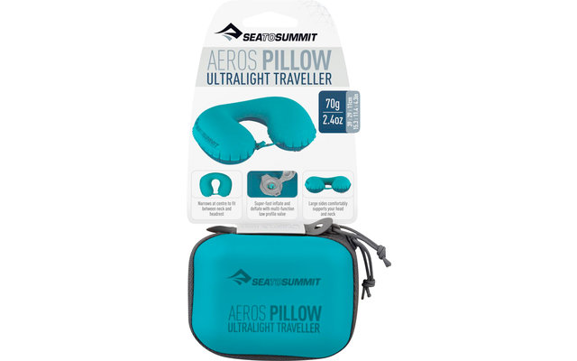 Sea to Summit Aeros Ultralight Pillow Traveller Neck Pillow, azul 39x11x29cm