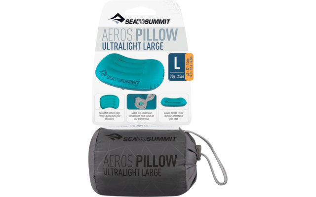 Almohada de viaje Sea to Summit Aeros Ultralight Pillow Large, gris 44x32x14cm
