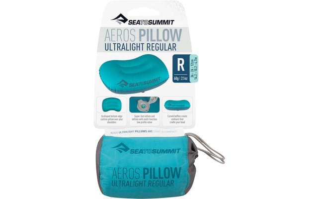 Sea to Summit Aeros Ultralight Pillow Oreiller de voyage Regular, bleu 36x26x12cm.