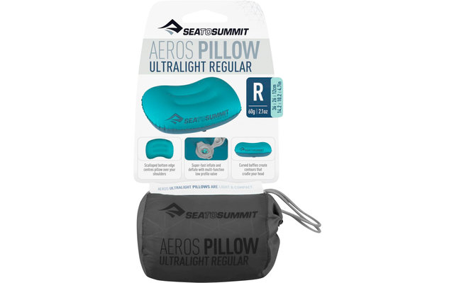 Almohada de viaje Sea to Summit Aeros Ultralight Pillow Regular, Gris 36x26x12cm