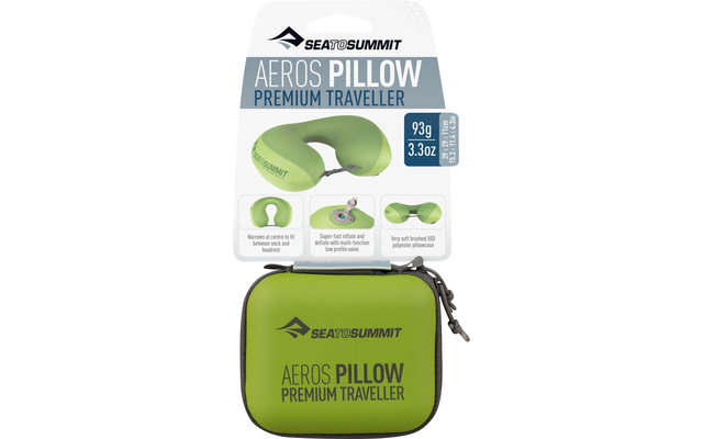 Sea to Summit Aeros Premium Traveller Travel Pillow, lime 48x29x12cm