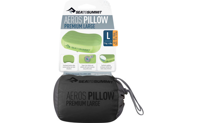 Sea to Summit Aeros Premium Pillow Almohada de viaje grande, gris 42x30x13cm