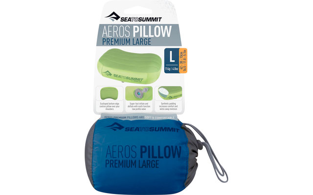 Sea to Summit Aeros Premium Pillow Almohada de viaje grande, azul 42x30x13cm