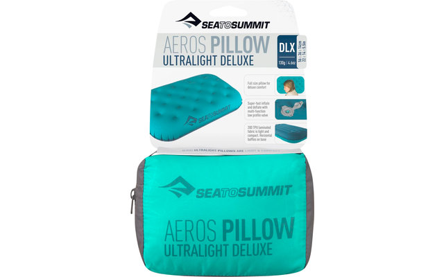 Sea to Summit Aeros Ultralight Pillow Deluxe Reiskussen, Turquoise 56x36x14cm