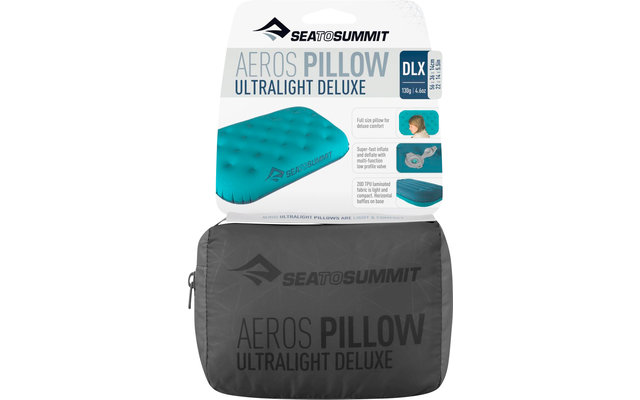 Almohada de viaje Sea to Summit Aeros Ultralight Pillow Deluxe, gris 56x36x14cm