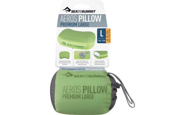 Sea to Summit Aeros Premium Pillow Cuscino da viaggio grande, verde 42x30x13cm