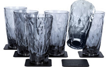 Silwy Longdrink Magnet Plastic Glasses incl. Metallic Gel Coasters 6 pcs Grey