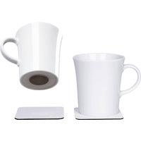 Silwy Tazas de Mango Magn&eacute;tico de Porcelana Incl. Almohadillas de Gel Nano de Metal 2 Piezas Posavasos Blancos