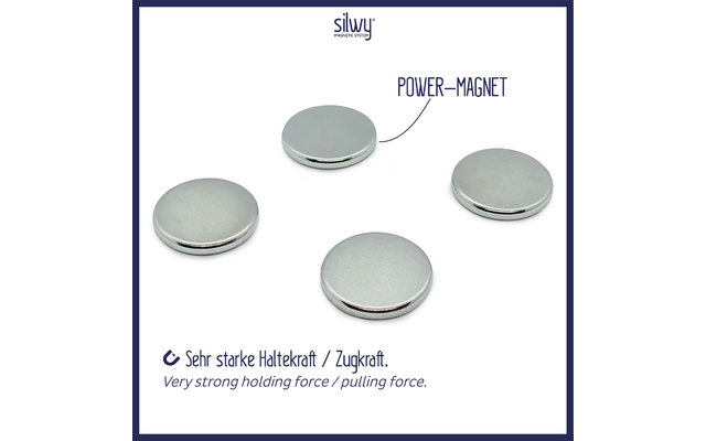 Magneti Silwy Power incl. cuscinetti adesivi 4 pezzi