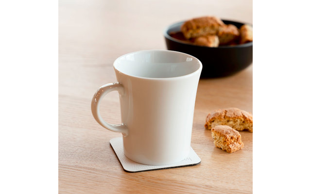 Silwy Porcelain Magnet Handle Cups Incl. Metal Nano Gel Pads 2 Piece White Coasters