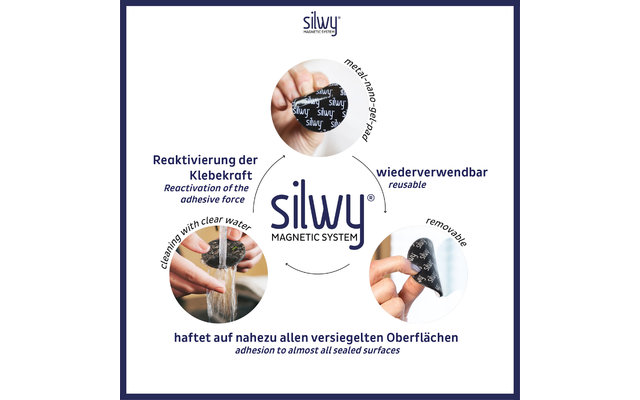 Silwy Power Magnets incl. adhesive pads 4 pieces