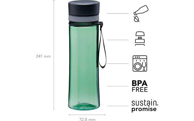 Botella de agua Aladdin Aveo de 0,6 litros verde albahaca