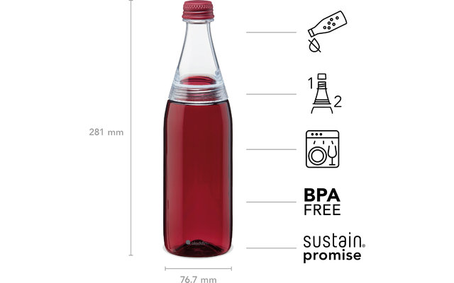 Aladdin Twist & Go Water Bottle 0.7 Liter Burgundy Red