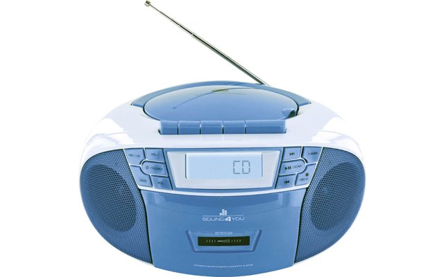 Schwaiger FM/CD/Cassette Boombox draagbare CD-speler, blauw