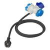 PAT adapter cable 150 cm 3 x 2.5 mm² from Schuko plug to 1x CEE and 2x Schuko outlet