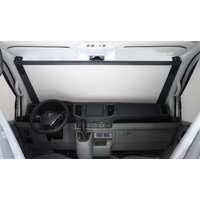 REMIfront V occultation frontale VW Crafter &agrave; partir de 2019 / verticale / v&eacute;hicule avec vide-poches en haut / cadre gris / pliss&eacute; gris clair