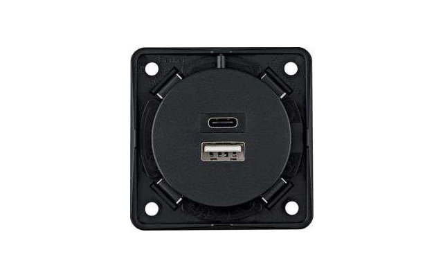 Berker USB-A / USB-C socket outlet 2-fold 230 V anthracite
