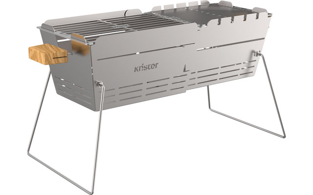 Parrilla de carbón de acero inoxidable extensible Knister Premium con pincho incluido