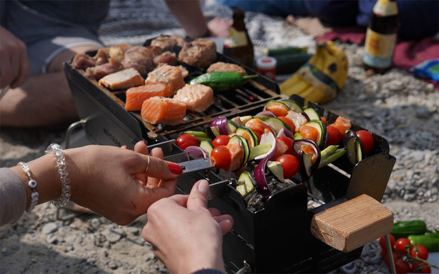 Knister Premium Barbecue à charbon de bois extensible en acier inoxydable avec brochette