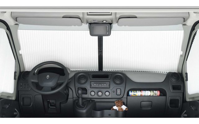 Oscurecedor de cabina Remis REMIfront IV Renault Master 2011-Q3/2019, vertical, marco gris, plisado beige claro