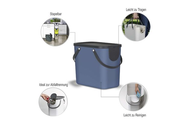 Rotho Albula Recycling Müllsystem 25 Liter horizon blue