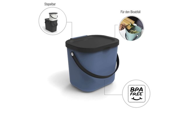 Rotho Albula recycling waste system 6 litres horizon blue
