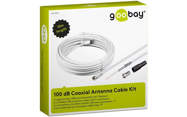 Goobay Set de câble d'antenne coaxial 100 dB Câble de raccordement LNB 10 m
