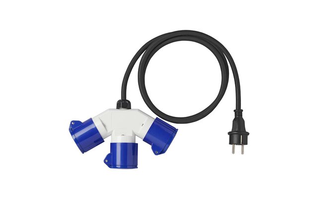 PAT adapter cable 150 cm 3 x 2.5 mm² from Schuko plug to 3 x CEE