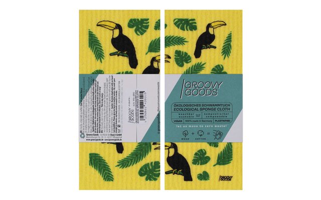 GroovyGoods ökologisches Schwammtuch 20 x 17 cm Toucan