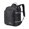 Schwarzer Rucksack mit mehreren Fächern und grauen Details