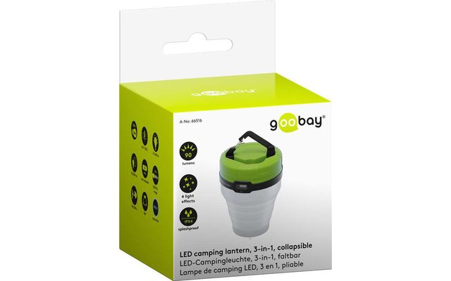 Lámpara LED de camping Goobay, 3 en 1, plegable