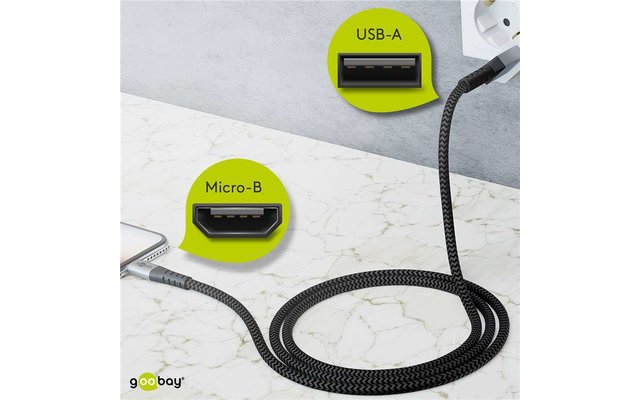 Goobay DAT micro USB to USB-A textile cable 0.5 m